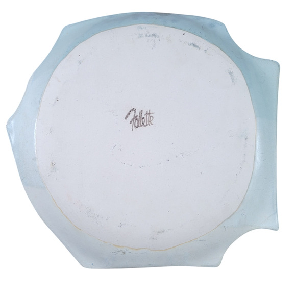 Kent Follette Studio Pottery Platter 13x11 Signed Fish Abstract Dip Bowl Tray - Picture 2 of 6